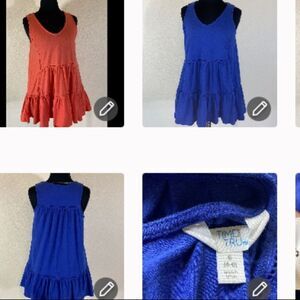 2 TOP TIME TRU BLUE AND ORANGE WOMAN MINI DRESS SIZE S (4-6)